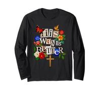 His Way is Better Christian Faith Floral Cross Dove Bird Manga Larga