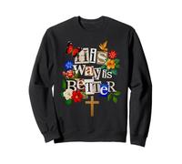 His Way is Better Christian Faith Floral Cross Dove Bird Sudadera