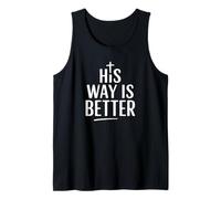 His Way is Better Cruz Minimalista Cristiana Jesús Fe Camiseta sin Mangas