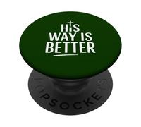 His Way is Better Cruz Minimalista Cristiana Jesús Fe PopSockets PopGrip Adhesivo