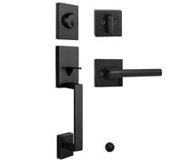 HISAFE X-2010AMZ - Juego de manijas de puerta delantera de un solo cilindro de seguridad con cerrojo de seguridad, manija de puerta exterior, zurda y derecha, color negro