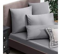 Hisar Home Stanley Hamilton Hisar Cottage Collection-Funda de Almohada (300 Hilos, 100% algodón Egipcio, tamaño estándar/Cuadrado/King), Gris/Lino, Suelto