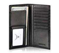 HISCOW Cartera Larga de Cuero Delgada para Hombres y Mujeres, Piel de Becerro Italiana, Cartera de Bolsillo para chequera, Tarjetas de crédito, Negro, L, Billetera Plegable