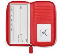 HISCOW Funda de chequera con cremallera y soporte para tarjetas con divisor, piel de becerro italiana, Rojo, Talla única, Classic