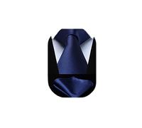 HISDERN Conjunto pañuelo corbata color liso para hombre ideal para boda fiesta evento formal conjunto complementos clásicos para hombre ideal como regal A-azul marino Taille unique