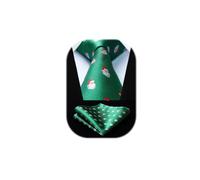 HISDERN Corbata de Navidad para hombre Patron de santa claus Corbata de fiesta tejida & Pocket Square Set
