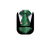 HISDERN Corbata de Navidad para hombre Patron de santa claus Corbata de fiesta tejida & Pocket Square Set