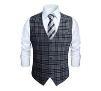 HISDERN Hombres Chaleco de Boda Fiesta Chalecos de Vestir para Hombre Sin Mangas Formal Business Clásico Elegant Negro XL