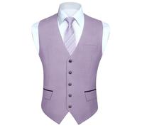 HISDERN hombres morado chalecos formal de la boda chaleco clásico de negocios del partido traje de esmoquin chaleco con bolsillos de moda Regular Fit 4XL