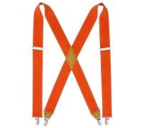 HISDERN Tirantes Elásticos para Hombre con Tirantes muy Fuertes de 4 Clips Tirantes Ajustables Estilo X Naranja
