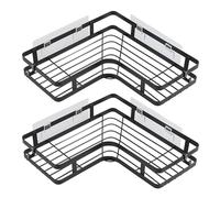 Hisdricus 2 Piezas Estante de Ducha Sin Taladrar, Estanteria de Ducha para Baño, Organizador de Esquina con Adhesivo, con 4 Pads Adhesivos y 4 Ganchos, Adecuado para Baño, Cocina y Dormitorio
