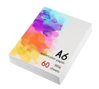 Hisdricus 60 hojas de papel de acuarela A6 300 g/m² - Bloc de dibujo DIN A6, papel de acuarela - papel acuarela para acuarela gouache acrílico dibujo obras de arte DIY