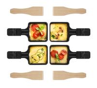 Hisdricus Juego de 4 sartenes para raclette, Sartenes de repuesto para raclette grill, con recubrimiento antiadherente y 4 raspadores de madera para asar queso, huevos