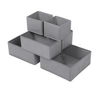 Hisdricus Juego de 6 cajas organizadoras grises - para organizador cajones - tela duradera y lavable - con soporte en la base - para organizador armario - como drawer organizer