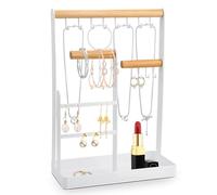 Hisdricus Organizador de Joyas - Soporte para Pendientes, Collares, Pulseras y Anillos - Blanco