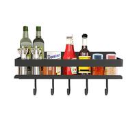 Hisdricus Organizador Especias Cocina - Kitchen Organizer - Estanteria Baño, 30 cm, de Acero al Carbono, con 5 Ganchos, Organizador Práctico para Especias, Toallas y Utensilios de Cocina