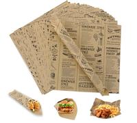 Hisdricus Papel de Hornear Antigrasa Encerado 25x25 cm para Envolver Hamburguesas, Sándwiches, Papas Fritas, Pasteles