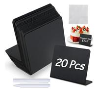 Hisdricus Pizarra pequeña - pizarra borrable 100 x 75 mm - lote de 20 pizarras negras con 2 rotuladores y 1 paño de limpieza - pizarra en forma de L para bodas, fiestas, hostelería y buffet