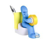 Hisdricus Set de accesorios para escritorio: dispenser de cinta, accesorios de oficina, soporte para bolígrafos y post-its, regalo divertido para colegas, color azul