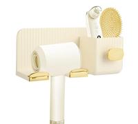 Hisdricus Soporte secador de Pelo sin Agujeros - 2 Compartimentos - Soporte Secador Pelo, Sin Taladro, Adhesivo, Baño- Porta secador Pelo Pared, Porta secador de Pelo