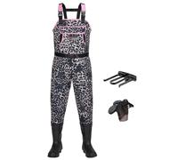 HISEA Vadeadores de neopreno con estampado de leopardo para caza de patos para mujeres con botas impermeables aisladas