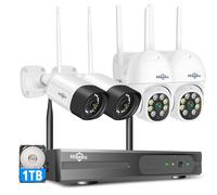 Hiseeu 10CH 5MP Kit de Cámara de Vigilancia，Sistema de Cámara de Seguridad con Audio de 2 vías, IP66 Impermeable,Visión Nocturna en Color, Detección de Movimiento, Alerta de Aplicación, 1TB HDD