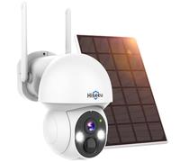 Hiseeu 2K Camara Vigilancia WiFi Exterior Solar Domicilio WiFi sin Cable con Batería,Visión Nocturna Color, Detección de Movimiento PIR,IP66,Compatible con Alexa