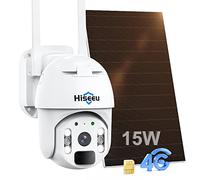 Hiseeu 3G/4G LTE Cámara de Vigilancia Exterior Inalámbrico,Solar con 15600mAh Desmontable Batería Cámara de Seguridad, Visión Nocturna en Color, 360° PTZ Camara Vigilancia Seguimiento Automático