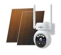 Hiseeu 4MP Camara Vigilancia WiFi Exterior Solar, 360° PTZ Camaras de Vigilancia sin Cables, Cámara de Seguridad con 13500 mAh Batería, Color Visión Nocturna, 24/7 Grabación, Detección Humana PIR