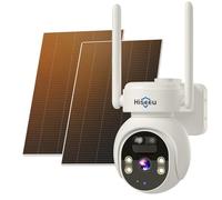 Hiseeu 4MP Camara Vigilancia WiFi Exterior Solar, 360° PTZ Camaras de Vigilancia sin Cables, Cámara de Seguridad con 13500 mAh Batería, Color Visión Nocturna, 24/7 Grabación, Detección Humana PIR