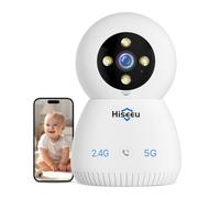 Hiseeu 5MP Camara de Vigilancia WiFi Interior 360°, 5MP Cámaras de Vigilancia con Visión Nocturna, Audio Bidireccional,Detección de Movimiento, Control Remoto，IP66 Impermeable