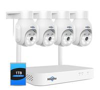 Hiseeu 5MP Kit Cámaras de Vigilancia WiFi Exterior, con 4 cámaras de vigilancia Girar 8CH NVR, Visión Nocturna Detección Movimiento, PTZ Sistema Cámara de Seguridad con 1TB HDD