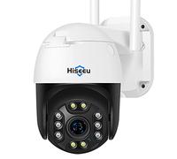 Hiseeu 【5X Zoom Óptico+2K】 3MP Cámara de Vigilancia WiFi Exterior PTZ,Cámara de Seguridad para el Hogar con Visión Nocturna en Color,Audio bidireccional,Detección Humana,Seguimiento Automático