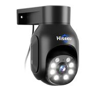 Hiseeu Cámara de seguridad inalámbrica de 5 MP para exteriores con visión nocturna a color, cámara de seguridad de 360° con seguimiento automático, detección de movimiento PIR, audio de 2 vías,