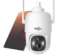 Hiseeu Cámara de Seguridad Solar，Cámara de Seguridad Exterior WiFi，3MP(2048 * 1536) 360° Pan&Tilt，Visión Nocturna en Color