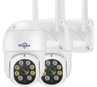 Hiseeu Camara de Vigilancia WiFi Exterior, 5MP Cámara de Seguridad, Seguimiento Automático PTZ, Camaras Vigilancia Domicilio WiFi Visión Nocturna en Color, Audio Bidireccional Blanco(2 Piezas)