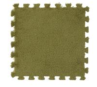 Hiseng 12 Piezas Alfombrilla de Espuma con Felpa, Alfombrillas Entrelazadas Alfombra Rompecabezas Felpa Suave con Antideslizantes Borde para Suelo de Habitación (PM27 Verde,30x30cm)