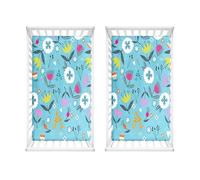 Hiseng 2 Piezas Sábanas Minicuna, Sábana Bajera Ajustable para Bebe,Dibujos Animados Sábanas Capazo Bebe Sabanas Carrito Transpirable Sábanas Cuna Elástica Universal (diente de león azul,80x160cm)