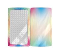 Hiseng 2 Piezas Sábanas Minicuna, Sábana Bajera Ajustable para Bebe, Multicolor Sábanas Capazo Bebe Sabanas Carrito Transpirable Sábanas Cuna Elástica Universal (teñido anudado,51x85cm)