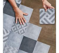 Hiseng 20 x 20cm Pegatinas de Piso Estilo Industrial Moderno Decorativo Interior, Suelos de Vinilo PVC Autoadhesivas, Impermeable, Antideslizante Decorativo de Hogar (Gris,1 Juego de 10 Piezas)