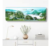 Hiseng 3D Cubierta de Aire Acondicionado Montada en la Pared, Cubiertas Antipolvo Funda para Aire Acondicionado Interior, Todo Incluido Protector de Polvo Lavable (Paisaje Verde,1P)