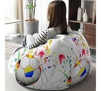 Hiseng 3D Funda de puf, Sillón de Pera sin Relleno Estampado de fútbol,Sofa Puff Gaming Salon Funda Sin Relleno para Niños y Adultos, Bean Bag con Asa (Grafiti,80x90cm)
