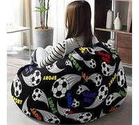 Hiseng 3D Funda de puf, Sillón de Pera sin Relleno Estampado de fútbol,Sofa Puff Gaming Salon Funda Sin Relleno para Niños y Adultos, Bean Bag con Asa (Fútbol,90x110cm)