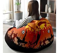 Hiseng 3D Funda de puf, Sillón de Pera sin Relleno Estampado de fútbol,Sofa Puff Gaming Salon Funda Sin Relleno para Niños y Adultos, Bean Bag con Asa (Celebración de fútbol,90x110cm)