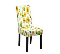 Hiseng 3D Girasol Impresión Fundas Sillas de Comedor, Fundas Sillas Ajustables Elástica Funda Sillas Comedor Lavables, Funda Silla para Comedor, Hotel, Oficina (Girasol C,6 Piezas)