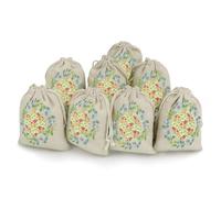 Hiseng 8 Piezas Bolsas Regalo, Bolsas para Regalos con Cordón 17 x 12.5 cm Bolsitas de Tela Pequeñas, Bolsas Tela Algodón y Lino Saquitos de Tela para Guardar Regalos (Huevos Verdes,8 Piezas)