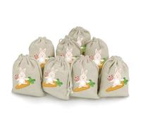 Hiseng 8 Piezas Bolsas Regalo, Bolsas para Regalos con Cordón 17 x 12.5 cm Bolsitas de Tela Pequeñas, Bolsas Tela Algodón y Lino Saquitos de Tela para Guardar Regalos (Conejo 5,8 Piezas)