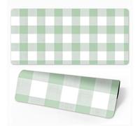 Hiseng Alfombrilla Ratón Gaming, Alfombra Ratón Grande Alfombrilla Escritorio Gaming con Base Goma Antideslizante y Bordes Cosidos Estilo Guingán Tartán Mouse Pad (Tartán Verde,400x800mm)