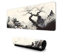 Hiseng Alfombrilla Ratón Gaming, Alfombra Ratón Grande Alfombrilla Escritorio Gaming con Base Goma Antideslizante y Bordes Cosidos Estilo Japonés Mouse Pad (Estilo Japonés,500x1000mm)