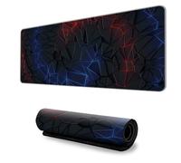 Hiseng Alfombrilla Ratón Gaming, Alfombra Ratón Grande Alfombrilla Escritorio Gaming con Base Goma Antideslizante y Bordes Cosidos Estilo Geométrico Mouse Pad (Azul + Rojo,300x600mm)